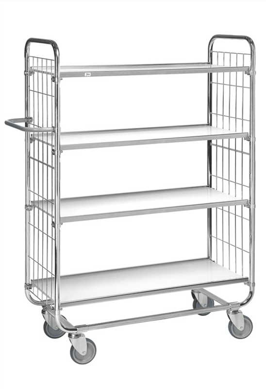 Hyllvagn flexibel 4 plan Vit laminat Elförzinkad