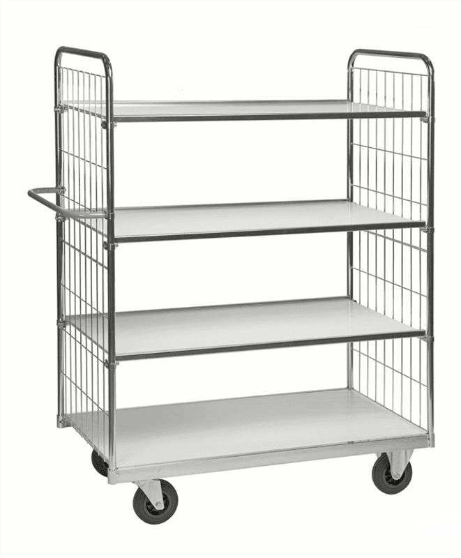 Hyllvagn flexibel 4 plan Vit laminat Elförzinkad