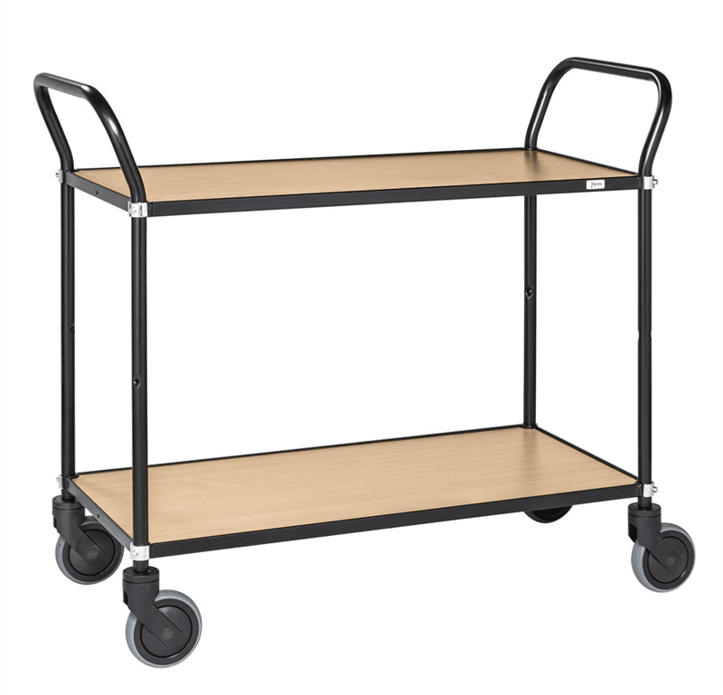 Bordsvagn 2 plan | Laminat Bok | Svartlackad