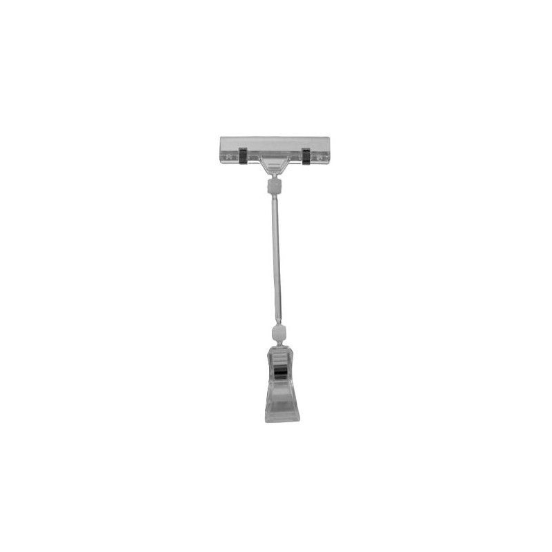 Skyltklämma stor med 10cm stång transp 10-pack