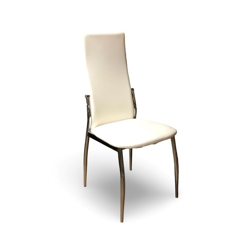 Stol vitt konstläder/krom - begagnad