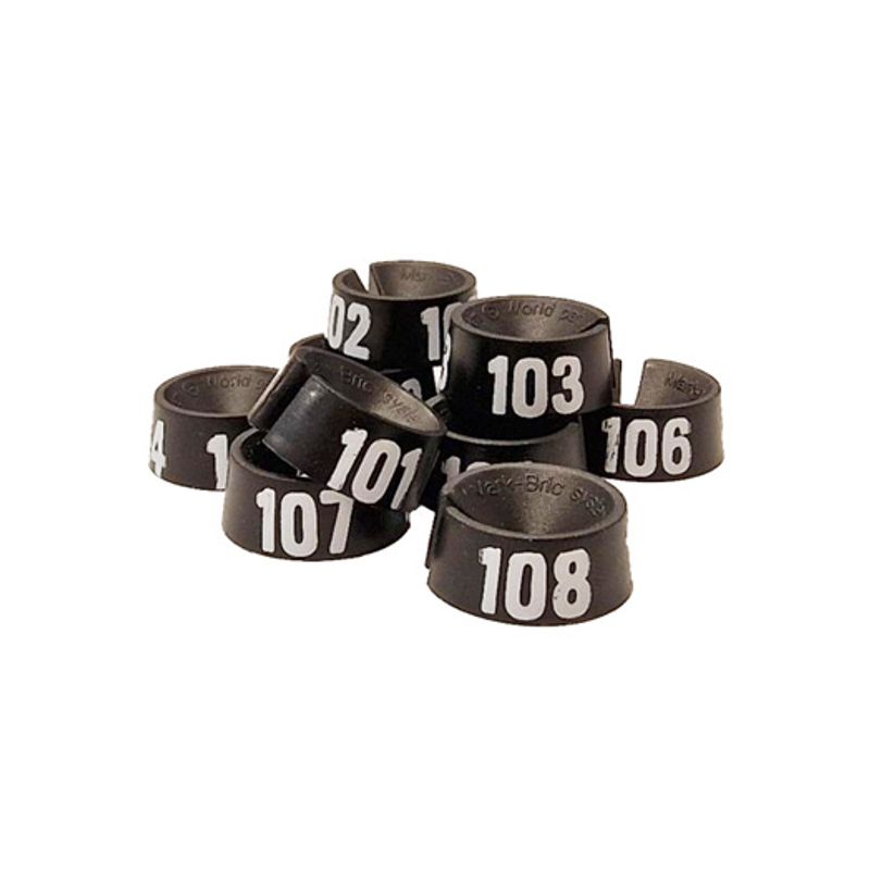 Märkbrickor storlek XS-XXL svart 25-pack