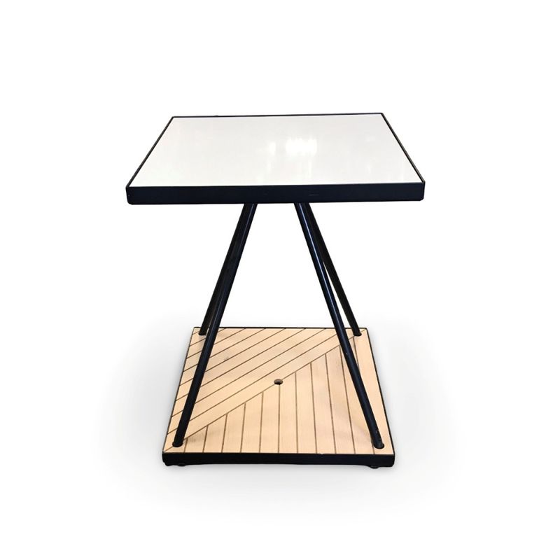 Skyltpodie/bord 62x62 cm vitt/svart/trä - begagnat
