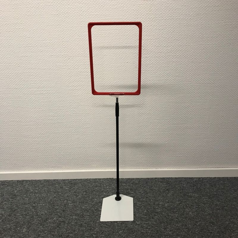 Skylthållare hög A4 röd med fot